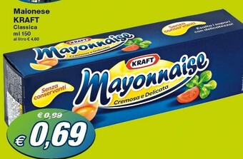 Prix Quality Kraft Mayonnaise Cremosa E Delicata 150 G(ml) offerta