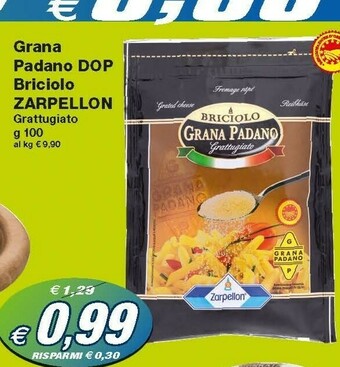 Prix Quality Zarpellon Parmigiano Reggiano Grattugiato Briciolo 100 G(ml) offerta