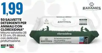 Eurospin 50 SALVIETTE DETERGENTI PER ANIMALI CON CLOREXIDINA* Misura salvietta 28 X 22 cm, 0% alcool, con delicata profumazione. offerta