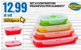 Eurospin SET 4 CONTENITORI PIEGHEVOLI PER ALIMENTI offerta