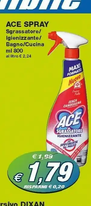 Ace Spray Sgrassatore/ Igienizzante/ Bagno/ Cucina