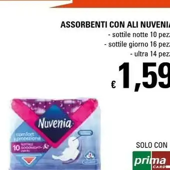 Basko Nuvenia Assorbenti Con Ali Sottile Notte 10 Pezzi/ Sottile Giorno 16 Pezzi/ Ultra 14 Pezzi offerta