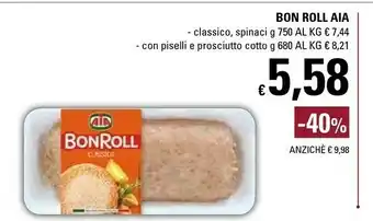 Basko Aia Bon Roll Classico, Spinaci/ Con Pieslli E Prosciutto Cotto offerta