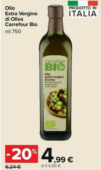 Carrefour Market Carrefour Bio Olio Extra Vergine Di Oliva offerta