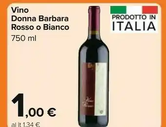 Carrefour Market Vino Donna Barbara Rosso offerta