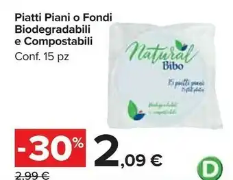 Carrefour Market Natural Bibo Piatti Piani O Fondi Biodegradabili offerta