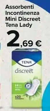 Carrefour Market Tena Lady Assorbenti Incontinenza Mini Discreet offerta