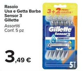 Carrefour Market Gillette Rasoio Usa E Getta Barba Sensor 3 offerta