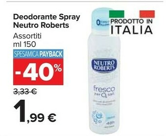 Carrefour Market Neutro Roberts Deodorante Spray offerta
