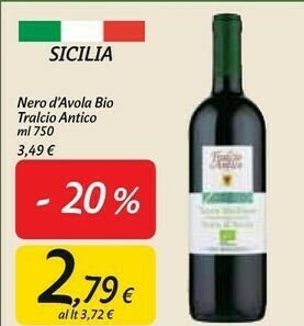Carrefour Market Tralcio antico Nero D'Avola Bio offerta