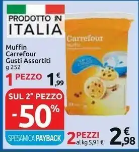 Carrefour - Muffin Con Gocce Di Cioccolato Soffici E Golosi 252 G(ml)