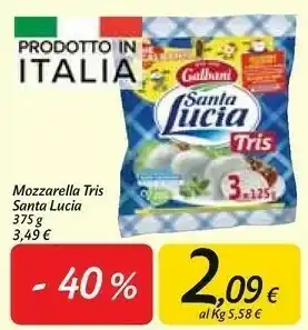 Carrefour Market Galbani Santa Lucia Tris Mozzarella 375 G(ml) offerta
