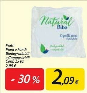 Carrefour Market Natural Bibo Piatti Piani O Fondi Biodegradabili E Compostabili offerta