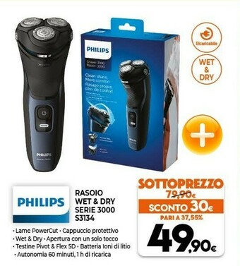 Expert Philips Rasoio Wet & Dry Serie 3000 S3134 offerta