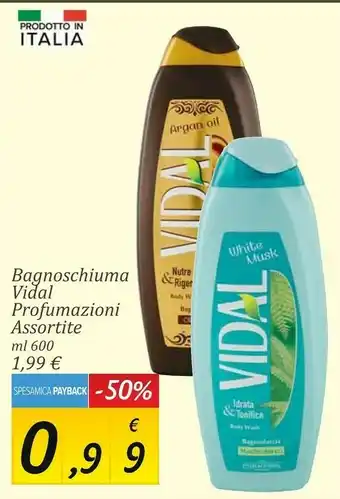 Carrefour Vidal Bagnoschiuma Idrata & Tonifica 600 Ml offerta