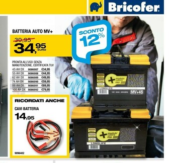 Bricofer Batteria Auto Mv+ offerta