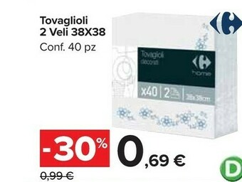 Carrefour Market Carrefour Tovaglioli 2 Veli 38x38 offerta