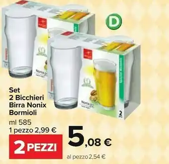 Carrefour Market Bormioli Rocco Set 2 Bicchieri Birra Nonix offerta