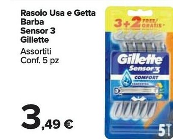 Carrefour Market Gillette Rasoio Usa E Getta Barba Sensor 3 offerta