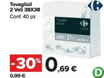 Carrefour Market Tovaglioli 2 Veli 38 X 38 offerta