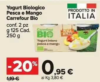 Carrefour Market Carrefour Yogurt Biologico Pesca E Mango offerta
