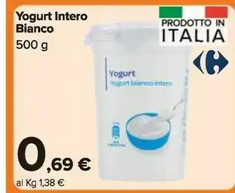 Carrefour Market Yogurt Intero Bianco 500g offerta