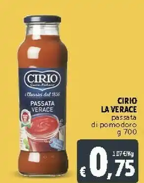 Deco Supermercati Cirio La Verace Passata 700 G(ml) offerta