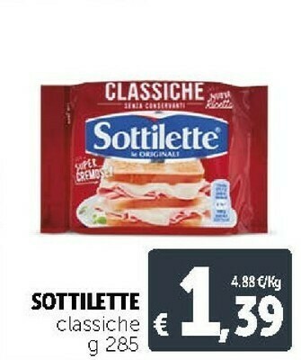 Deco Supermercati Mondelez - Sottilette Le Originali Classiche 285 g(ml) offerta