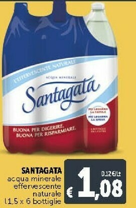 Deco Supermercati Santagata Acqua Minerale Naturale Effervescente Naturale offerta