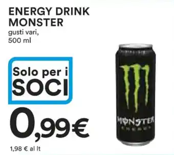 Ipercoop ENERGY DRINK MONSTER gusti vari, 500 ml offerta
