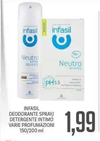 Supermercati Piccolo Infasil Deodorante Spray/Detergente Intimo Varie Profumazioni 150/200 ml offerta
