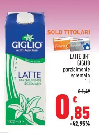 Conad LATTE UHT GIGLIO parzialmente scremato 1 l offerta