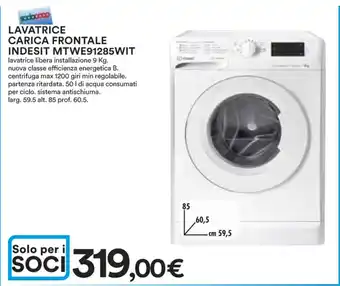 Ipercoop LAVATRICE CARICA FRONTALE INDESIT MTWE91285WIT offerta