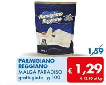 MD Discount PARMIGIANO REGGIANO MALGA PARADISO grattugiato - g 100 offerta