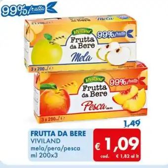 MD Discount FRUTTA DA BERE VIVILAND mela/pera/pesca ml 200x3 offerta