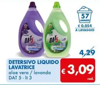 MD Discount DETERSIVO LIQUIDO LAVATRICE aloe vera / lavanda DAT 5 - lt 3 offerta