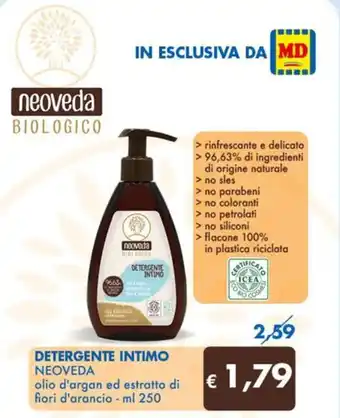 DETERGENTE INTIMO NEOVEDA olio d'argan ed estratto di fiori d'arancio - ml 250