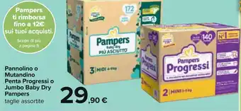 Carrefour Pannolino o Mutandino Penta Progressi o Jumbo Baby Dry Pampers offerta