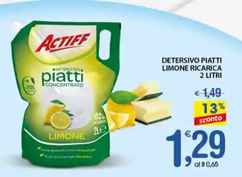 Qui Discount DETERSIVO PIATTI LIMONE RICARICA 2 LITRI offerta