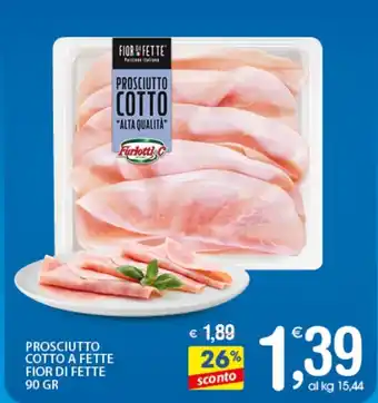 Qui Discount PROSCIUTTO COTTO A FETTE FIOR DI FETTE 90 GR offerta