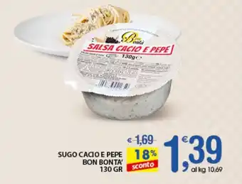 Qui Discount SUGO CACIO E PEPE BON BONTA' 130 GR offerta