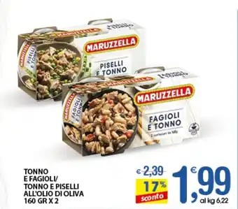 Qui Discount TONNO E FAGIOLI/ TONNO E PISELLI ALL'OLIO DI OLIVA 160 GR X 2 offerta