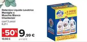 Carrefour Iper Detersivo Liquido Lavatrice Marsiglia o Muschio Bianco Chanteclair offerta