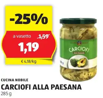 ALDI CUCINA NOBILE CARCIOFI ALLA PAESANA 285 g offerta