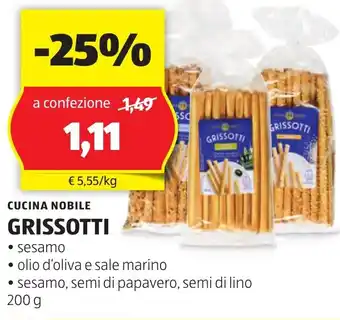 ALDI CUCINA NOBILE GRISSOTTI sesamo 200 g offerta