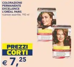 Esselunga COLORAZIONE PERMANENTE EXCELLENCE L'ORÉAL PARIS nuances assortite, 192 ml offerta