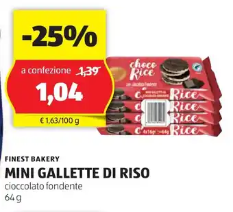 ALDI FINEST BAKERY MINI GALLETTE DI RISO cioccolato fondente 64 g offerta