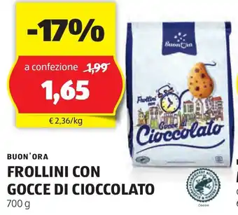 ALDI BUON'ORA FROLLINI CON GOCCE DI CIOCCOLATO 700 g offerta