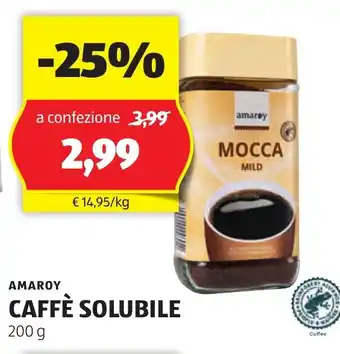 ALDI AMAROY CAFFÈ SOLUBILE 200 g offerta