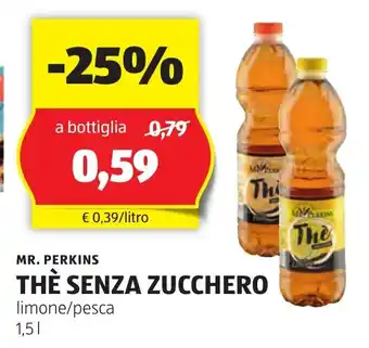 ALDI MR. PERKINS THE SENZA ZUCCHERO limone/pesca 1,5 l offerta